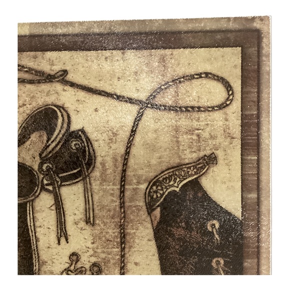 Ambesonne Countertop Art Cowboy Gear Plexiglass Cutting Board Saddle Rope Hat - Picture 7 of 10